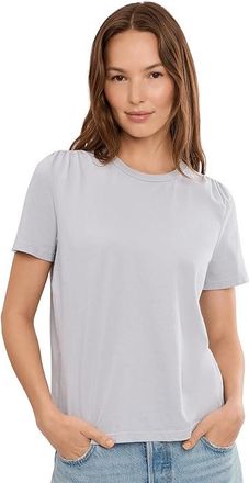 Michael Stars Jacee Shirred Shoulder T-Shirts Womens Clothing Zinc : XL (US 10-12), Cotton