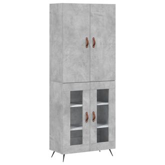 vidaXL Vidaxl - Aparador Alto Madera Contrachapada Gris Hormig&oacute;n 69,5x34x180 Cm