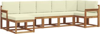 vidaXL Conjunto De Sof&aacute;s De Exterior 7 Uds. Natural Y Crema Vidaxl