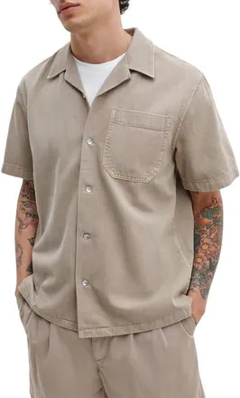 Rag & Bone Resort Short Sleeve Denim Button-Up Shirt in Tan at Nordstrom, Size Xx-Large