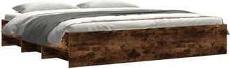 vidaXL Bed Frame without Mattress Smoked Oak 180x200 cm Super King Engineered Wood Vidaxl