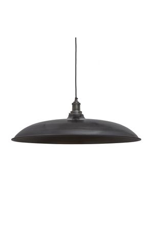 Industville Brooklyn Giant Bowl Pendant, 24 Inch, Pewter, Pewter Holder in Dark Grey