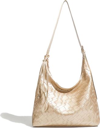 Generic Womens Woven Shoulder Bag Soft Summer Hobo Bag-Tote Handbag with Adjustable Strap for Shopping Office Outdoor, Daiy Use (Gold,One Size)