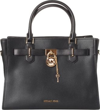Michael Kors Tassen, Dames, Zwart, ONE Size, Leer, Hamilton Medium leren satchel