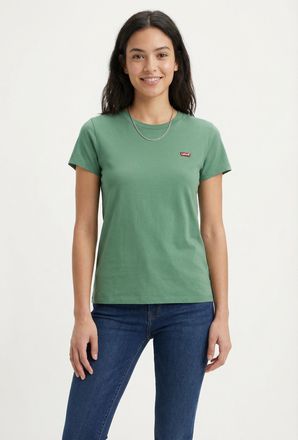 Levi's T-Shirt LEVIS TEE Minilogo, Damen, Gr. XS (34), pine gr&uuml;n, Jersey, Obermaterial: 100% Baumwolle, unifarben, figurbetont h&uuml;ftlang, Rundhals, gerader Ab