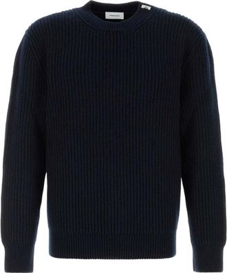 Ferragamo Wol trui - Heren - Ronde hals truien - Blauw - L - Wol - Truien & Vesten
