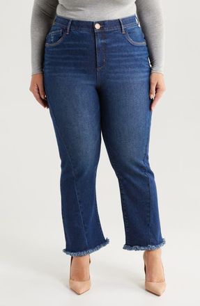 Wit & Wisdom Bennett AbSolution Skyrise Frayed Ankle Barely Bootcut Jeans in Blue at Nordstrom, Size 20W
