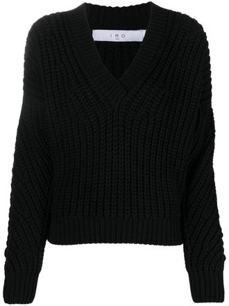 Iro chunky-knit V-neck jumper - Black