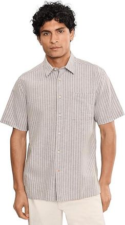 Barbour Nelson Striped Summer Fit Shirt Mens Clothing Bleached Olive : 2XL, Cotton/Linen