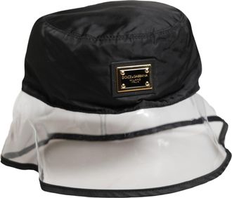 Dolce & Gabbana Men Black Plastic Fisherman Bucket Capello Hat Polyester