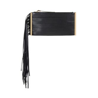 Elisabetta Franchi Fringed Leather Clutch - female - Elisabetta Franchi - Clutches - Black - ONE SIZE - Bags