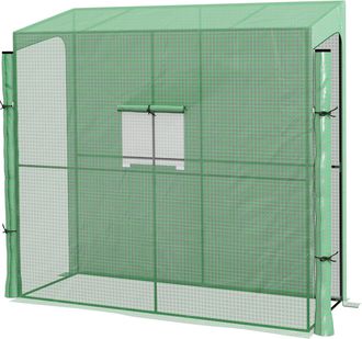 OEM Serra Da Giardino A Muro Con 2 Porte Avvolgibili E Copertura In Pe Anti Uv, 200x80x200cm, Verde