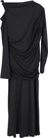 Victoria Beckham Ruched Detail Midi Dress in Black Polyester