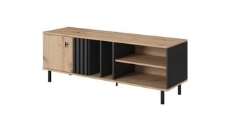AKL FURNITURE Mueble para TV efecto madera Crema y Negro