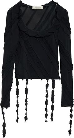 Blumarine Top con ruches - Nero