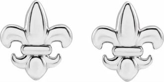 Pompeii3 14K White or Yellow Fleur-de-Lis Earrings