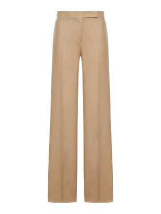 Max Mara REGULAR FIT TROUSERS IN LINEN NATT&Eacute; - Max Mara - Woman