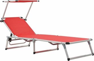 vidaXL Tumbona Plegable Con Techo Aluminio Y Textileno Roja Vidaxl