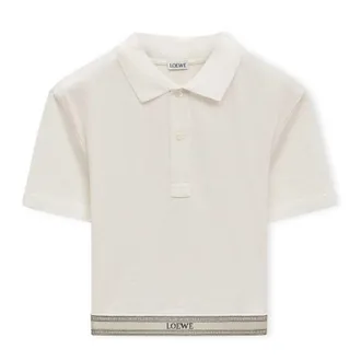 Loewe Womens Cropped Logo Jacquard Polo Shirt, Size Small