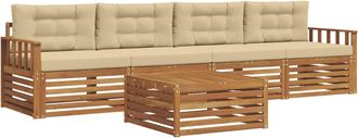 vidaXL Conjunto De Sof&aacute;s De Exterior 5 Uds. Natural Y Beige Vidaxl