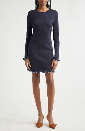 Veronica Beard Baranova Long Sleeve Minidress in Navy at Nordstrom, Size X-Large