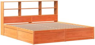 vidaXL Vidaxl - Cama sin colchón madera maciza de pino marrón cera 200x200 cm