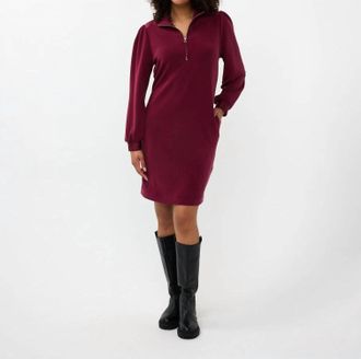 Esqualo Zip Modal Dress In Wine Red