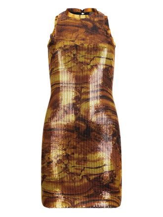 Roberto Cavalli sequin round-neck mini dress - Brown