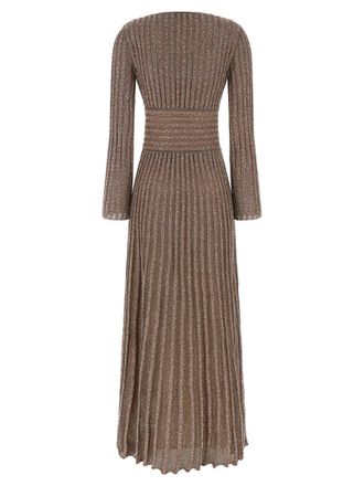 Missoni Metallic Knit Pleated Dress - Bronze
