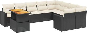 vidaXL Vidaxl - Set De Sof&aacute;s De Jard&iacute;n 10 Pzas Cojines Rat&aacute;n Sint&eacute;tico Negro