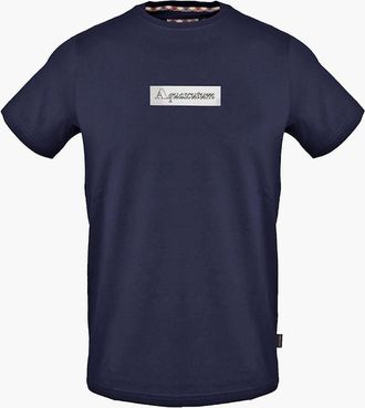 Aquascutum Mens Crew Neck Short Sleeve Jersey T-Shirt - Navy - Size: 2X large