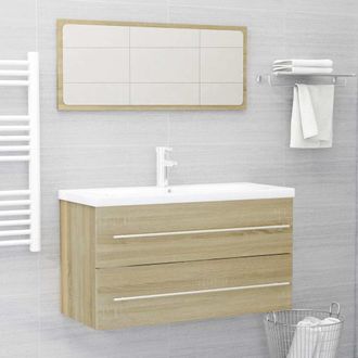 Berkfield Home 2 Piece Bathroom Furniture Set Sonoma Oak Engineered Wood in Brown