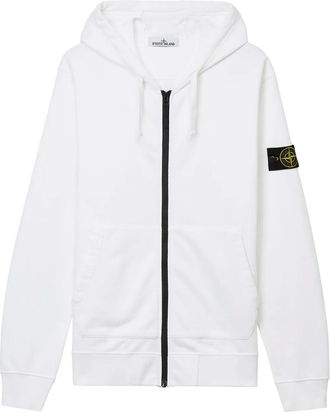 Stone Island Felpa in cotone con cappuccio - Bianco