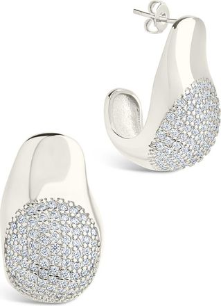 Sterling Forever Wesley CZ Statement Huggie Hoop Earrings