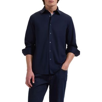 Bugatchi OoohCotton Solid Button-Up Shirt in Navy at Nordstrom, Size Xxx-Large