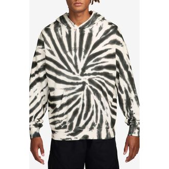 Nike Jordan Brooklyn Oversize Festival Tie Dye Fleece Hoodie in Sail/Off Noir/Black at Nordstrom, Size Xx-Large