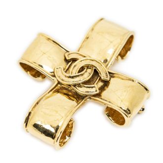 Chanel CC Cross Brooch Pin Broche