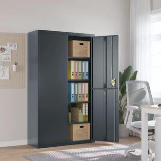 Berkfield Home File Cabinet Anthracite 105x40x180 cm Steel in Black | Size: 105 x 40 x 180 cm