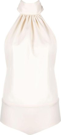 Philosophy di Lorenzo Serafini halterneck sleeveless top - women - Polyester/Cotton/Polyurethane Resin/Elastane/Polyamide - 42 - Neutrals
