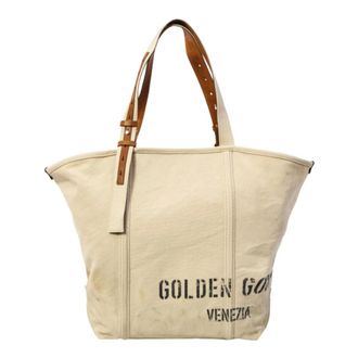 Golden Goose 24.7 Ew Canvas Shopping Bag - female - Golden Goose - Shopping Bags - Beige - ONE SIZE - Bags