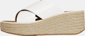 FitFlop Fitflop Womens Espadrille Leather Wedge Cross Slides in Tan - Size UK 7