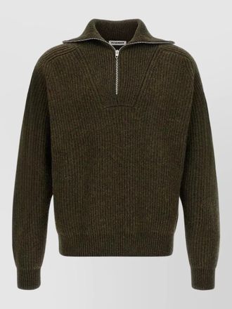 Jil Sander high collar half zip knit sweater