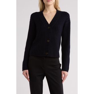Vince Chunky Ribbed Wool & Cashmere Cardigan Sweater in Coastal at Nordstrom Rack, Size Large