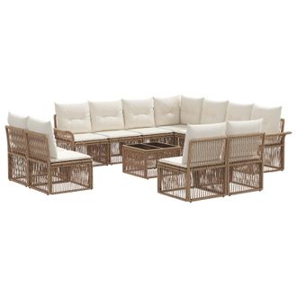 vidaXL Conjunto De Sof&aacute;s De Jard&iacute;n 12 Pcs Beige Rat&aacute;n Sint&eacute;tico Vidaxl