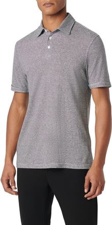 Bugatchi Pinstripe Hemp & Lyocell Polo in Black at Nordstrom, Size Large