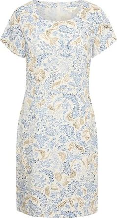 Part Two Blauwe Botanische Print Jurk - Dames - Korte kleedjes - Veelkleurig - XS - Linnen - Kleedjes