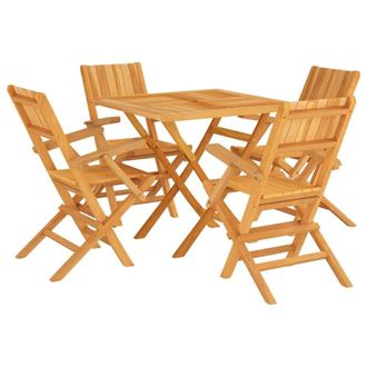Berkfield Home 5 Piece Garden Dining Set Solid Wood Teak in Brown