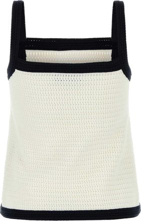 Gucci Womens Stretch Crochet Tank Top White Cotton Nylon Elastane Tops