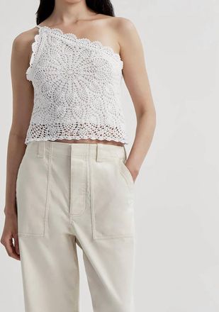 A.L.C. Kenzie Crochet One Shoulder Top In Off White