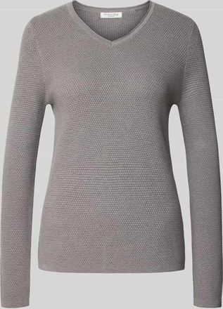 Christian Berg Strickpullover mit V-Ausschnitt in Mittelgrau Melange, Größe XXL